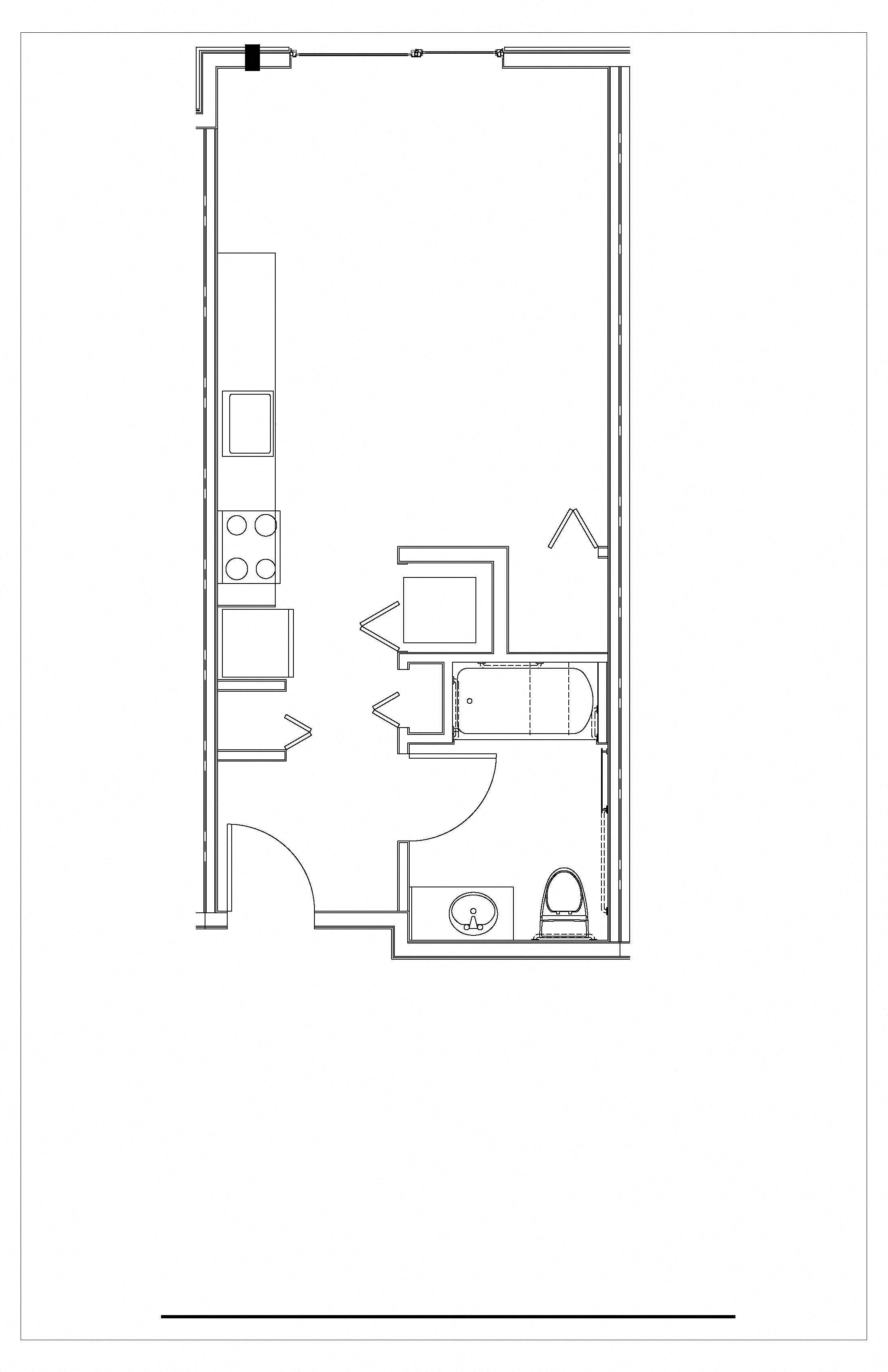 Floor plan for studio, 1 bath, 440 sqft